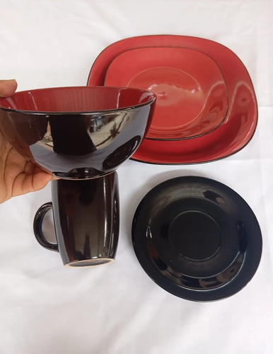 Juegos De Vajilla Semicircular De Porcelana De 30 Piezas Rojo