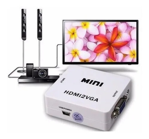 Imagen 3 de 7 de Conversor Adaptador Hdmi A Vga Activo Con Audio