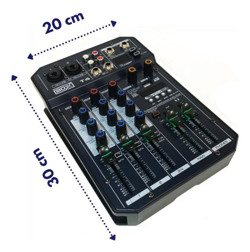 Mesa De Som 4 Canais Boxx T4 Interface Usb Lives E Gravações