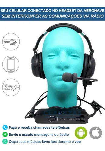 Fone Para Helicóptero 6 Pinos Lemo Cancelamento E Blutoototh