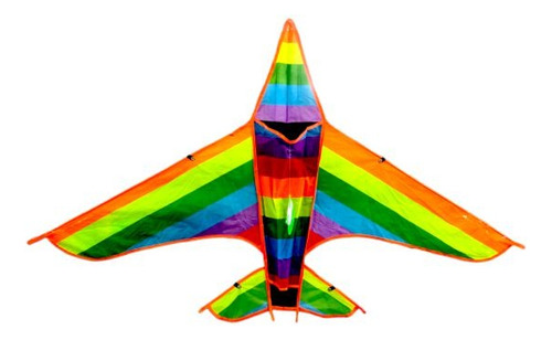 Barrilete Avion Arco Iris Rayado Colores Facil Manillar Hilo