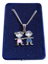 Comprar Dije Hijos Nena Nene Familia Acero Quirúrgico + Cadena + Est Color Nena Y Nene