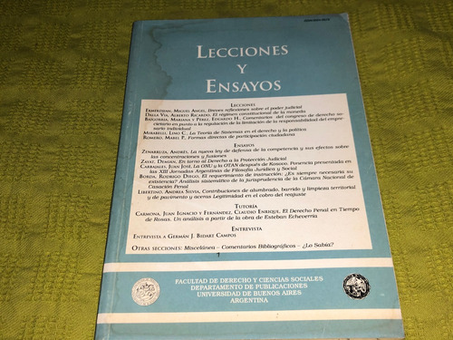 Lecciones Y Ensayos / 2000 - Facultad Derecho Y C S - La Ley