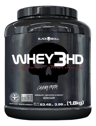 Suplemento em pó Black Skull  Caveira Preta Series Whey 3HD proteínas Whey 3HD sabor  chocolate em pote de 1.8kg