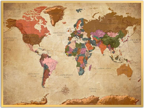 Kiginara Mapa Del Mundo Pintura De Pared Arte De Pared Para 