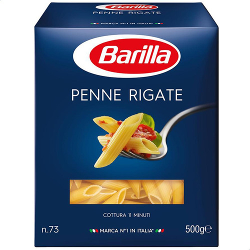Imagen 1 de 6 de Pasta Penne Rigate Barilla 500g N° 73 Semola Trigo Italiana