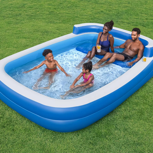 Alberca Inflable Familiar Con Portavasos/banco Diversion Fam