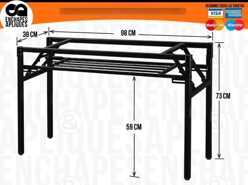 Imagen 2 de 8 de Mesa Metálica Comedor Computador Plegable (no Incluye Tapa)