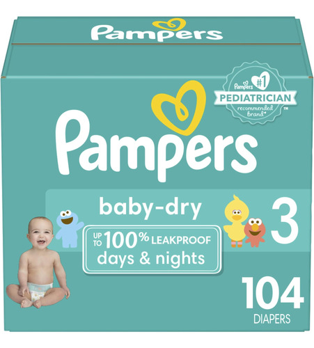 Pampers Baby Dry Pañales Tamaño 3 104 Unidades