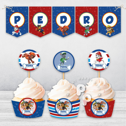 Kit Imprimible Cumpleaños Paw Patrol Azul Personalizado