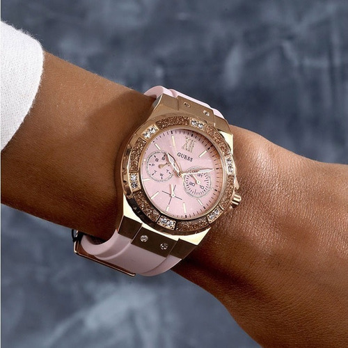 Relógio Guess Feminino Strass Silicone 92696lpgsru2 W1053l3