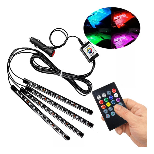 Led Interno Rgb Automotivo Tuning Neon 7 Cores Com Controle