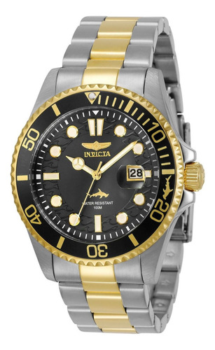 Reloj de pulsera Invicta Pro Diver 30023, analógico, para hombre color acero y oro