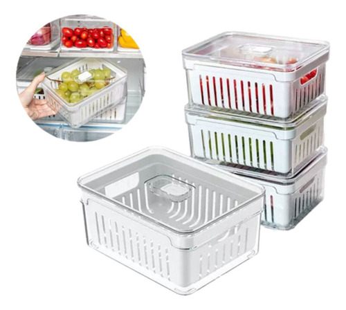 Kit De Recipiente Acrílico Com Tampa E Cesto 4x2,2litros