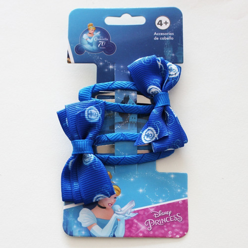 Set De Moños Con Clip, Cenicienta, Disney Princesas Color Azul