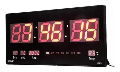 Reloj de pared digital con termómetro LED y calendario de 46 cm