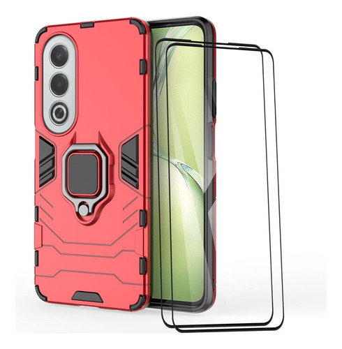 Funda Uso Rudo Carcasa Para Oppo A80 5g/a3 Pro/k12x 5g+mica Rojo Oppo A80 5g / Oppo A3 Pro/oppo K12x 5g