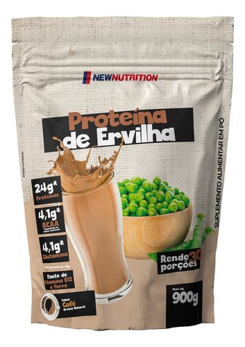 Suplemento em pó NewNutrition  Vegetal Proteína da Ervilha proteína Proteína da Ervilha sabor  café em sachê de 900g