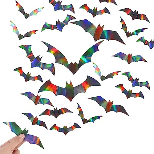 Ccinee 144pcs Halloween Bat Wall Decor, 3d Black Gt58w