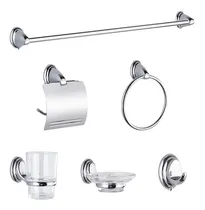 Comprar  Set Kit Accesorios Para Baño 6 Piezas Metal Cromo Y Vidrio