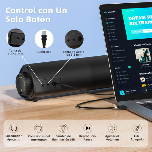 Bocina Usb Único Coolme Para Computadora Con Bluetooth