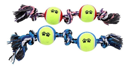 Juguete De Cuerda Con Dos Pelotas Tenis Para Perros Mascotas