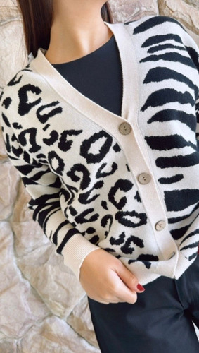 Cárdigan Print Bremer, Doble Jacquard, Abarca Hasta Talle L