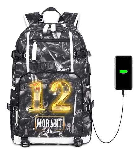 Gold Number 12 Jugador Baloncesto Star Ja Creative Mochila 4