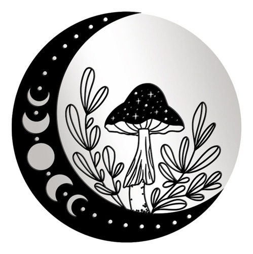 Adhesivo De Pared Moon Phase Mushroom Con Efecto De Luna Cre