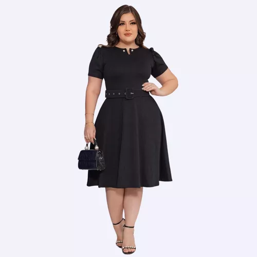 Vestido Evangélico Feminino Midi Godê Rodado Lançamento Pret