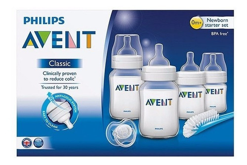 Set De Regalo Kit Avent Classic+ 4 Teteros Cepillo Chupo 0+