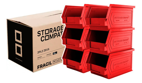 Kit 54 Gavetas Plásticas Apilables 23/20x14x13cm Organizador Color Rojo