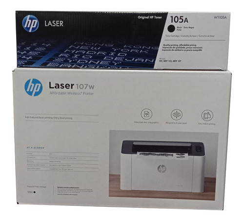 Combo Impresora Laser B/n Hp 107w Toner Hp 105a Extra Negro