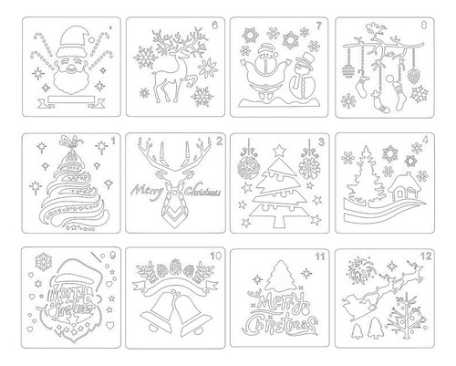 3 X 12 Uds Plantilla De Plantillas De Navidad Artesanía