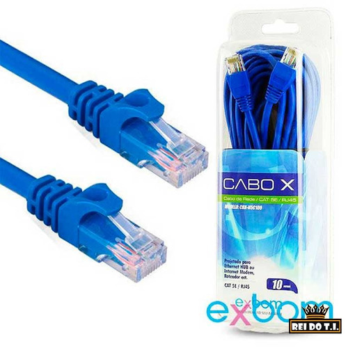 Cabo De Rede Rj45 Cat5e Azul 10m Blister Cbx-n5c100