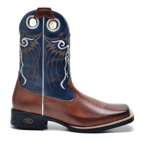Imagem 4 de 4 de Bota Texana Masculina Cano Médio Bico Quadrado Couro Rodeio