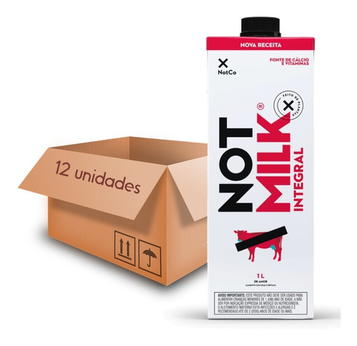 Kit 12 Und Leite Vegetal Not Milk Integral 1 Litro