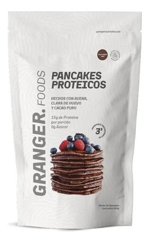 Imagen 1 de 1 de Pancakes Proteicos Granger Chocolate 450gr Avena Cacao Huevo