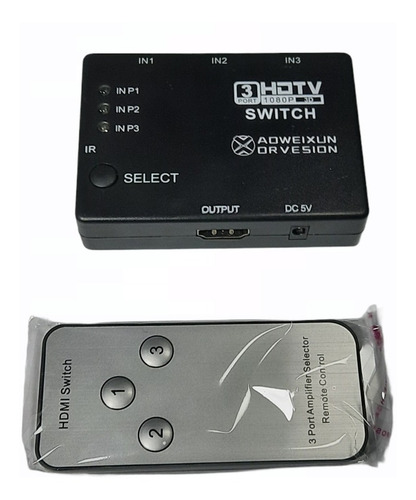 Imagen 4 de 5 de Spliter Switch Hdmi 3x1 1080p 3 Entradas Remoto Full Hd