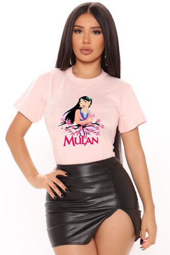 Polera Dama Estampada 100%algodon Diseño Mulan 299