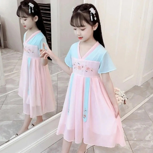 Lindo Vestido Hanfu De Niñas Japonesas Y Coreanas Para Niños