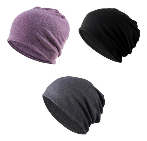 3 Gorros Holgados De Algodón Suave For Quimio, Gorros