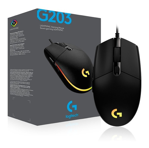 Mouse Gamer Logitech G203 Negro Rgb