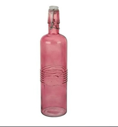 Botella De Vidrio Rosa 750 Cc  Estilo Vintage