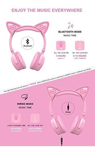 Auriculares Mindkoo Para Niños, Con Orejas De Gato, Con