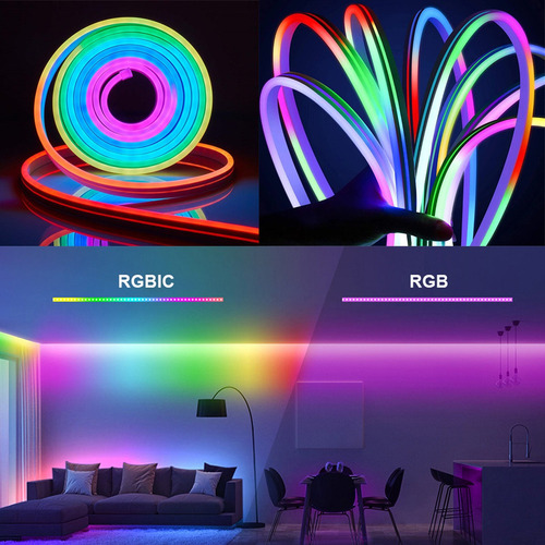 Tira De Luces Led De Neón Rgbic De 3 M Con Control Remoto Y