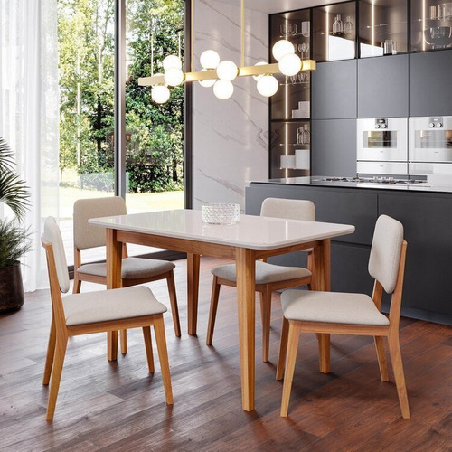 Conjunto Sala De Jantar 1 Mesa Tangará 130cm 4 Cadeiras