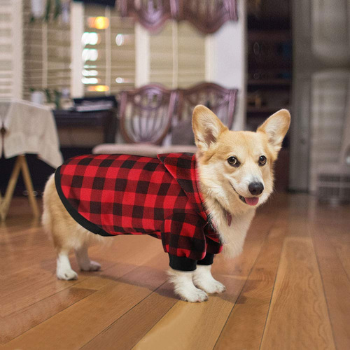 Sudadera Con Capucha L A Cuadros Para Perros Grandes Y Gatos Rojo Plaid
