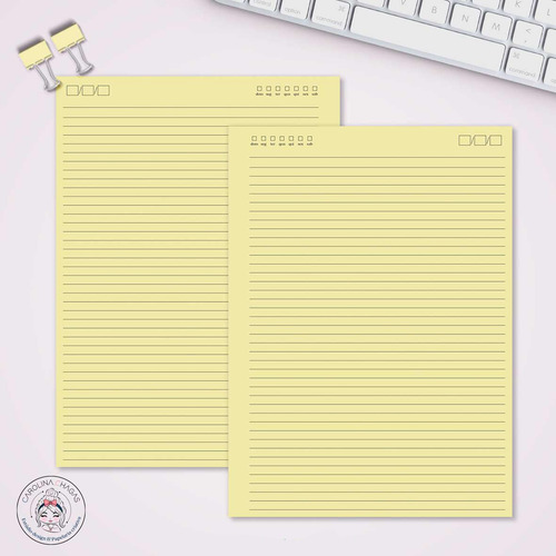 Miolo Caderno Universitário Básico 1 - 100 Folhas Amarelo Pautado