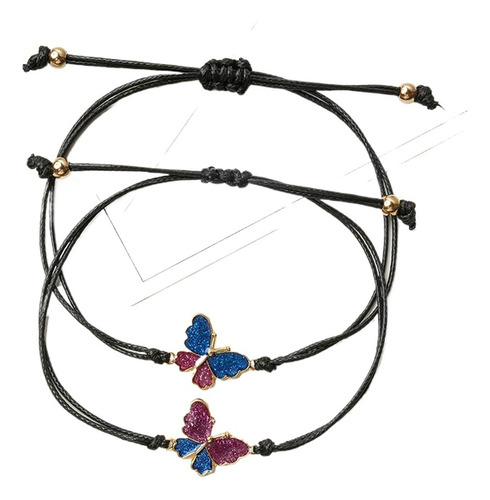 Zt 2pcs Pulsera Couple Con Hilo De Cera Que Gotea Tejida